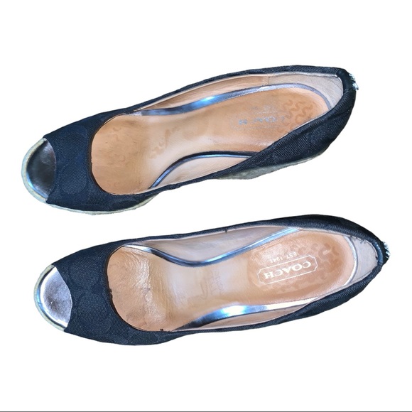 Coach Monogram Black Y2K  Wedge Heels, Size 7B - Picture 10 of 16